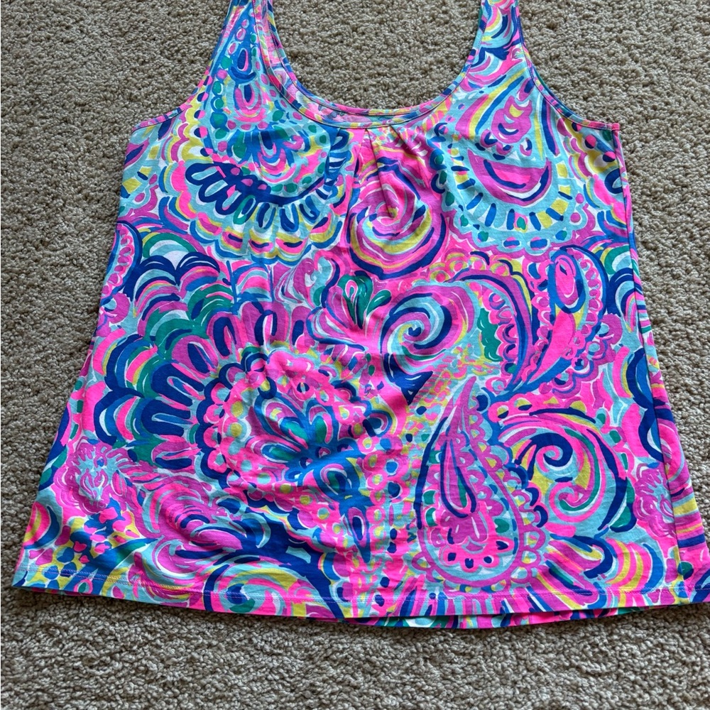 Lilly Pulitzer Kinsey Tank Top Women’s Sz S Multi Psychedelic Sunshine Paisley